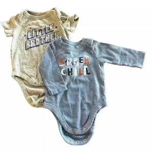 Lot of 2. Bodysuits for Boys. Garanimals and Baby GAP Grey and Blue 0-3 Months